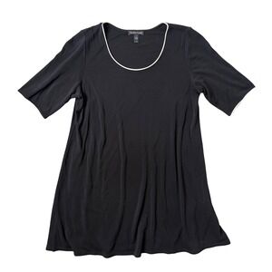 Eileen Fisher Stretch Silk Jersey Tunic Top Size SP Black Quiet Luxury Capsule